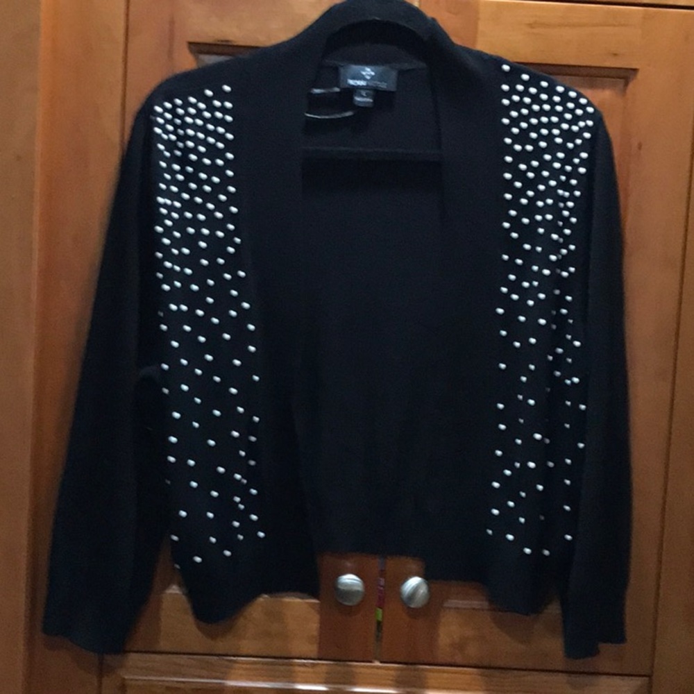 Ronnie Nicole Cropped Jacket sz Lg. Pearls on front